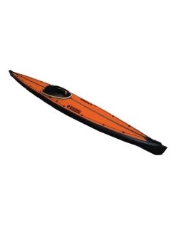 Nautiraid Kayak KARAN 520 PVC Bois Monoplace + Pack Evasion + Cale Pied Orange